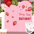 Set of 2 Arch Backdrop Cover 7.2FT, 6FT Pink and Berry First Birthday Decal Sign - Adjustable Round Top Chiara Backdrop Stand Covers for Wedding Birthday Party Baby Shower Banquet Decoration by Newleafly