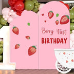 Set of 2 Arch Backdrop Cover 7.2FT, 6FT Pink and Berry First Birthday Decal Sign - Adjustable Round Top Chiara Backdrop Stand Covers for Wedding Birthday Party Baby Shower Banquet Decoration by Newleafly