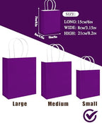 qiqee 100Pcs Paper Gift Bag with Handles Lotus Purple Party Favor Bags Multiple Uses (8.3"x3"x6", Small Size) - Image 4