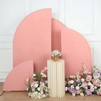 Efavormart Set of 4 Dusty Rose Spandex Half Moon Arch Covers, Custom Fit Chiara Backdrop Slipcovers 2.5ft-7ft for Romantic Weddings and Vintage Showers - Image 2