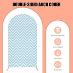 Blue Chevron Arch Backdrop Covers One-Sided Arched Frame Stand Stretchy Fabric Covers for Birthday Parties Baby Shower Wedding Arch Tablecloth Decor Props - Image 3