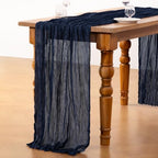 DeZerlor Navy Blue Cheesecloth Table Runners 4 Pack Christmas Runners - Image 5