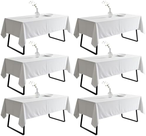 DRESSMAKER 6 Pack White Table Cloth Rectangle 60X126 Inch Fit 8FT Table by Dressmaker