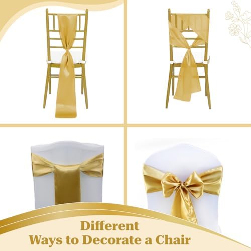 MDS® Pack of 125 Satin Chair Sashes for Wedding & Events – Gold - Image 4