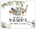Andaz Press Custom Large Baby Shower Canvas Welcome Sign, 16 x 20 Inches, Leaf Foliage Jungle Animals, Guestbook Alternative, Personalized Sign Our Canvas, For Jungle Safari Baby Shower, Sprinkle by AndazPress