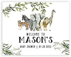 Andaz Press Custom Large Baby Shower Canvas Welcome Sign, 16 x 20 Inches, Leaf Foliage Jungle Animals, Guestbook Alternative, Personalized Sign Our Canvas, For Jungle Safari Baby Shower, Sprinkle by AndazPress