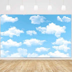 10x8FT Polyester Blue Sky White Clouds Backdrop World Travel Aviator Photography Background Supplies Kids Birthday Party Welcome Baby Shower Newborn Photo Studio Props Banner Decor by Unknown