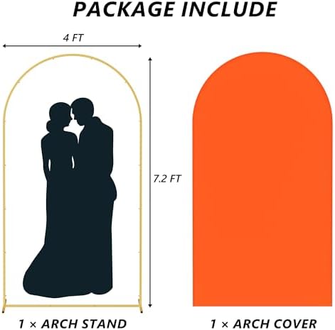 Neatsure Arch Backdrop Stand and Cover Set, 7.2FT Metal Photo Balloon Arch Backdrop Stand for Wedding Birthday Party Baby Shower Ceremony Graduation Decoration, OrangeRed - Image 3