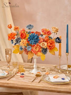 Serwalin Fall Flowers Artificial Orange Navy Blue Silk Flowers for Wedding - Image 3