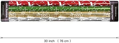 WRAPAHOLIC 30 Inch Christmas Wrapping Paper Roll - Jumbo Roll Red Green Gold and Silver Snowflakes Trees Holiday Collection with Metallic Foil Shine - 4 Rolls - 30 Inch x 120 Inch Per Roll - Image 6