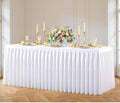White Polyester Table Cloths for Rectangle 6 Foot Tables, 1 Pack Wrinkle Free Tablecloths Stretchy Banquet Ruffle Fitted Table Cover Desk Skirt for Parties Wedding Birthday Baby Shower by Unknown