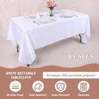 Kesfey 6 Packs White Table Cloths Rectangle 70 x120 inch Washable Polyester Fabric White Tablecloths for 6-8 Ft Tables Stain and Wrinkle Resistant Reusable Table Covers for Parties Wedding Banquet - Image 4