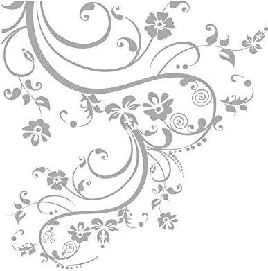 Silver Swirl Flower Floral Decal Design. Edge Wall Decal. #262A (100" X 29") #262A by Stickerbrand