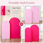 Garden Arch Backdrop Cover Set of 2-7.2ft 6ft Dual Color Pink&Hot Pink Arch Covers-Wrinkle Free Stretchy Spandex Fitted Chiara Arch Stand Cover for Girl Party Birthday Baby Shower Photo Photography - Image 2