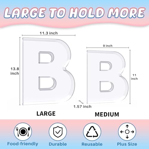 13.8" Extra Large Acrylic Letter Charcuterie Board Box, Reusable Fillable Letter Cake Candy Dish Display Serving Tray for Birthday Anniversary Party Decoration (B) - Image 2
