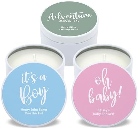 Custom Candles, Personalized Candles, Bulk Candles, Candle Favors, Baby Shower Candle Favors (Set of 10) (White Tin), 9508837-03 by Best+Day+Ever+Spot