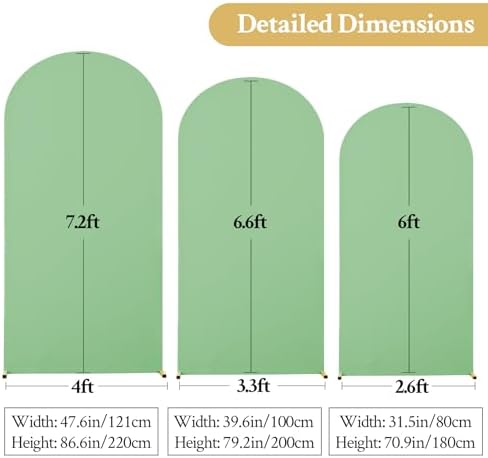 Green Beige Arch Backdrop Covers Set of 3 Wedding Arch Covers Stretchy Backdrop Baby Shower Birthday Party Arches Cover 6FT 6.6FT 7.2FT Arch Stand Cover Spandex Bridal Shower Decoration - Image 5