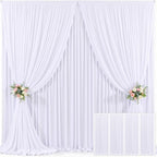 4 Panels White Backdrop Curtain for Parties Wedding Wrinkle Free White Photo Curtains Backdrop Drapes Fabric Decoration for Baby Shower 20ft(W) x 10ft(H) by Tao-GePartyDecorations