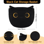 Cute Black Cat Round Basket - Cotton Rope Baskets Large Baby Laundry - Image 2