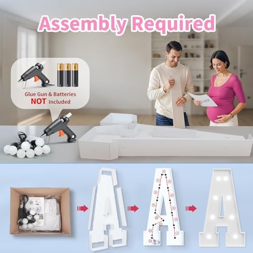 Imprsv Marquee Letters OH, 3FT Light Up Letters Baby Shower Decorations - Image 4
