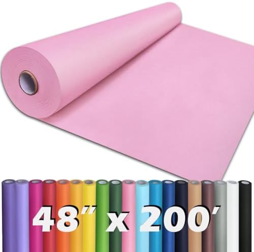 PerkHomy 48" x 2,400" (200') Light Pink Kraft Paper Roll for Craft Bulletin Board Paper Art Table Covering Crafting Gift Wrapping Bouquet Packing Parcel 80GSM 55LB (Light Pink, 48" x 200') by PerkHomy