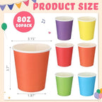300 Pack 8 oz Rainbow Disposable Paper Cups, 6 Birthday Party Colorful Cups - Image 3