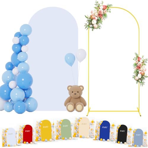 FOTSHARER 7.2FT Wedding Arch Backdrop Stand with White Arch Cover Set Balloon Arch Stand and Spandex Arches Backdrop Stands Cover Metal Back Drop Arches for Birthday Party Ceremony Banquet Decor by FOTSHARER