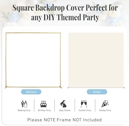 6.6FT x 6.6FT Ivory Square Backdrop Arch Cover Double-Sided Spandex Arch Covers Fitted Wedding Arch Stand Cover Stretchy Backdrop for Balloon Arches Birthday Baby Shower Party Banquet Decorations - Image 6