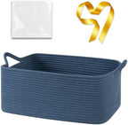 OIASKET Large Empty Cotton Rope Gift Basket with Handles, 16.5"x12.6"x7" Decorative Woven Storage Basket with Gift Bag and Ribbon Set for Baby Shower, Toy Organizer for Kids, Dogs & Cats - Blue by OIASKET