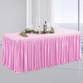 Pink Polyester Table Cloth for Rectangle Tables 6ft, Wrinkle Free Fitted Table Cover 6ft Stretch Tablecloths with Pleated Ruffle Skirt for Parties Weddings Birthday Banquet Baby Shower by PartyTalk