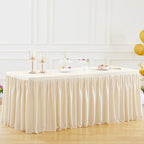 Light Champagne Polyester Table Clothes for 8 Foot Rectangle Tables, Wrinkle Free Fitted Table Cover 8ft Stretch Tablecloths with Skirt for Parties Weddings Birthday Banquet Baby Shower by PartyTalk