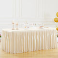 Light Champagne Polyester Table Clothes for 6 Foot Rectangle Tables, Wrinkle Free Fitted Table Cover 6ft Stretch Tablecloths with Skirt for Parties Weddings Birthday Banquet Baby Shower by PartyTalk