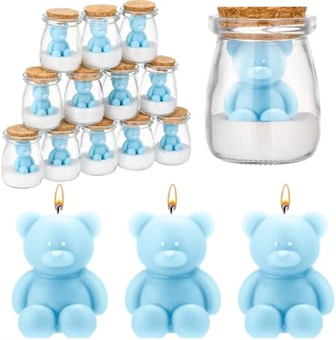MTLEE 20 Sets Bear Baby Shower Favors Party Candle Blue by MTLEE
