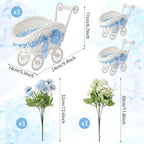 3 Pack Blue Rattan Stroller Baby Shower Table Centerpiece - Image 2