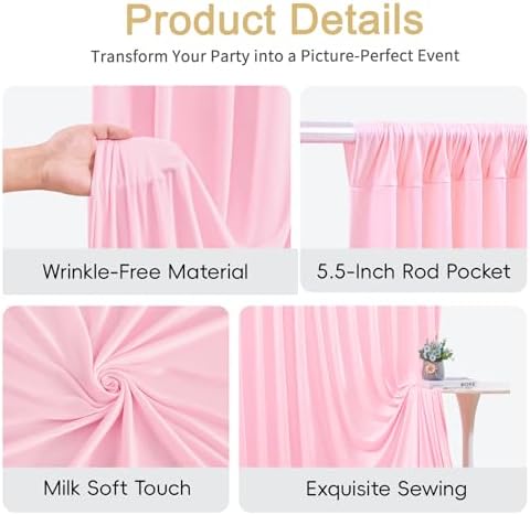 10x10ft Pink Blue Backdrop Curtain for Gender Reveal, Wrinkle Free Fabric Backdrop Curtain Baby Shower, Photo Backdrop Drapes for Boy or Girl Birthday Party Photo Shoot Back Drop - Image 7