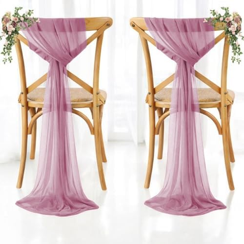 MDS Pack of 125 Chiffon Chair Sashes for Wedding & Event Décor - Mauva - Image 6