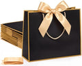 Silkfly 24 Pcs Paper Gift Bags with Handles & Bow Ribbon, Black, Gold by Silkfly
