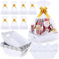 Fuyoooo 8 Pack White Baskets for Gifts Empty to Fill, Sturdy 10" x 12" Scalloped Edged Empty Gift Basket Kit Bulk with Handles, 8 Wrap Bags, 16 Tissue Paper and 8 Bows for Wedding Party by Liraitoya