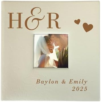 Personalized Wedding Photo Album, Holds 200 4" x 6" Photos, Engraved Couples Initials Leatherette Picture Album, Wedding Gift, Engagement Gift by GiftsForYouNow