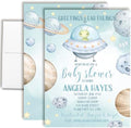 Amanda Creation Alien Outer Space Baby Shower Invitations for Boys, Space Themed Baby Shower Invitations, 20 Personalized 5x7 Double-Sided Cards with White Envelopes, Made in USA by AmandaCreation