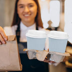 Whaline 100 Pcs Light Blue Disposable Coffee Cups with Lids 12 Oz Solid Blue Paper Cups Corrugated Ripple Wall Insulated Hot Cup for Home Office Party Supplies - Image 5
