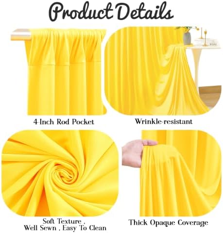 40ft x 10ft Yellow Backdrop Curtains, 8 Panels Yellow Drapes for Backdrop - Image 5