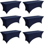 6-Pack 6ft Spandex Table Covers for Rectangle Standard Folding Tables - Wrinkle Resistant Stretch Tablecloths - Ultimate Fitted Table Protector for Parties, Trade Shows, Wedding by Unknown