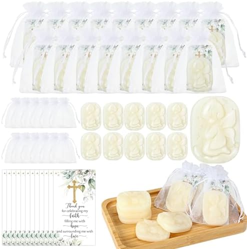 50 Sets Baptism Party Favors for Guests Baptism Angel Soap Bulk by Heigble