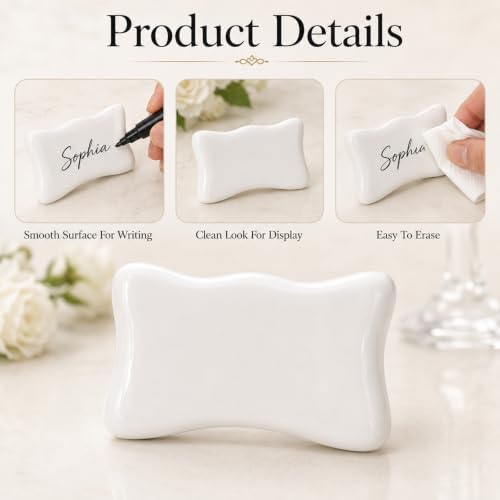 Sawysine 10 Pack Porcelain Place Cards with Marker Pen, 2.4 x 1.4 - Image 5