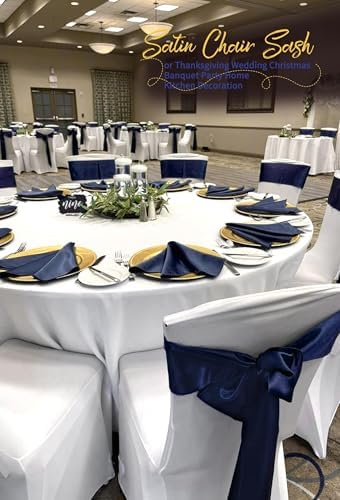 60 PCS Navy Blue Satin Chair Sashes, 7 x 108 Inch - Image 6