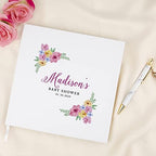 Andaz Press Personalized Baby Shower Guestbook with Gold Accents, Watercolor Spring Florals Custom, White Guest Sign in Registry 120 Pages 8.5 X 8.5 Memories Book for DIY, Scrapbook, Photo Album - Image 2