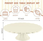 Vesici Cream Wooden Cake Stand Scalloped Round 10" L X 10" W X 3" H - Image 2