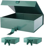 PACKHOME 3 Extra Large Green Gift Boxes Ribbon Magnetic Lids 17x14.5x5.5in by PACKHOME