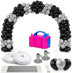 PMU DIY Professional Balloon Arch Premiere Kit (Black and Silver) Balloon Garland for Party Decoration, Decoration Kit for Birthday Party, Wedding, Graduation, Baby Shower (41697-61646-73005) Pkg/1 by PMU